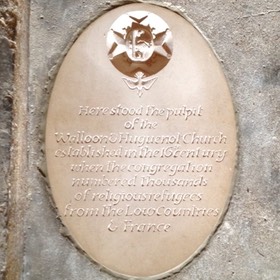 Huguenot Plaque in Western Crypt